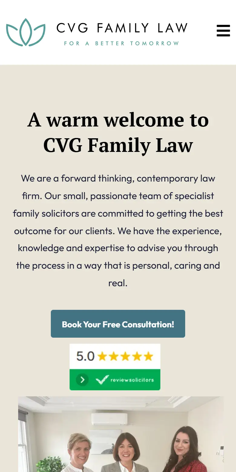 CVG Family Law website built by Boostkit