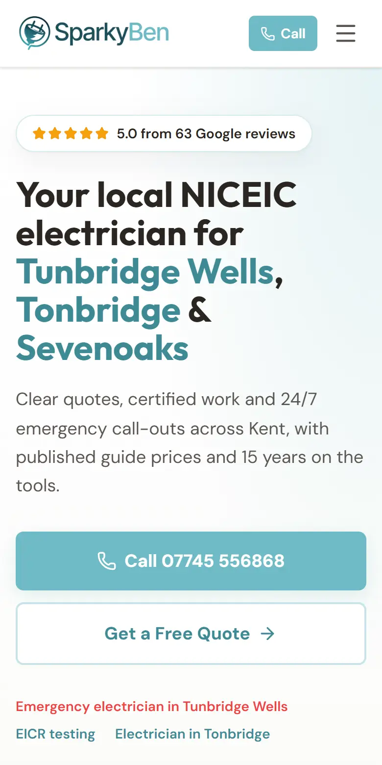 SparkyBen Electrical website built by Boostkit